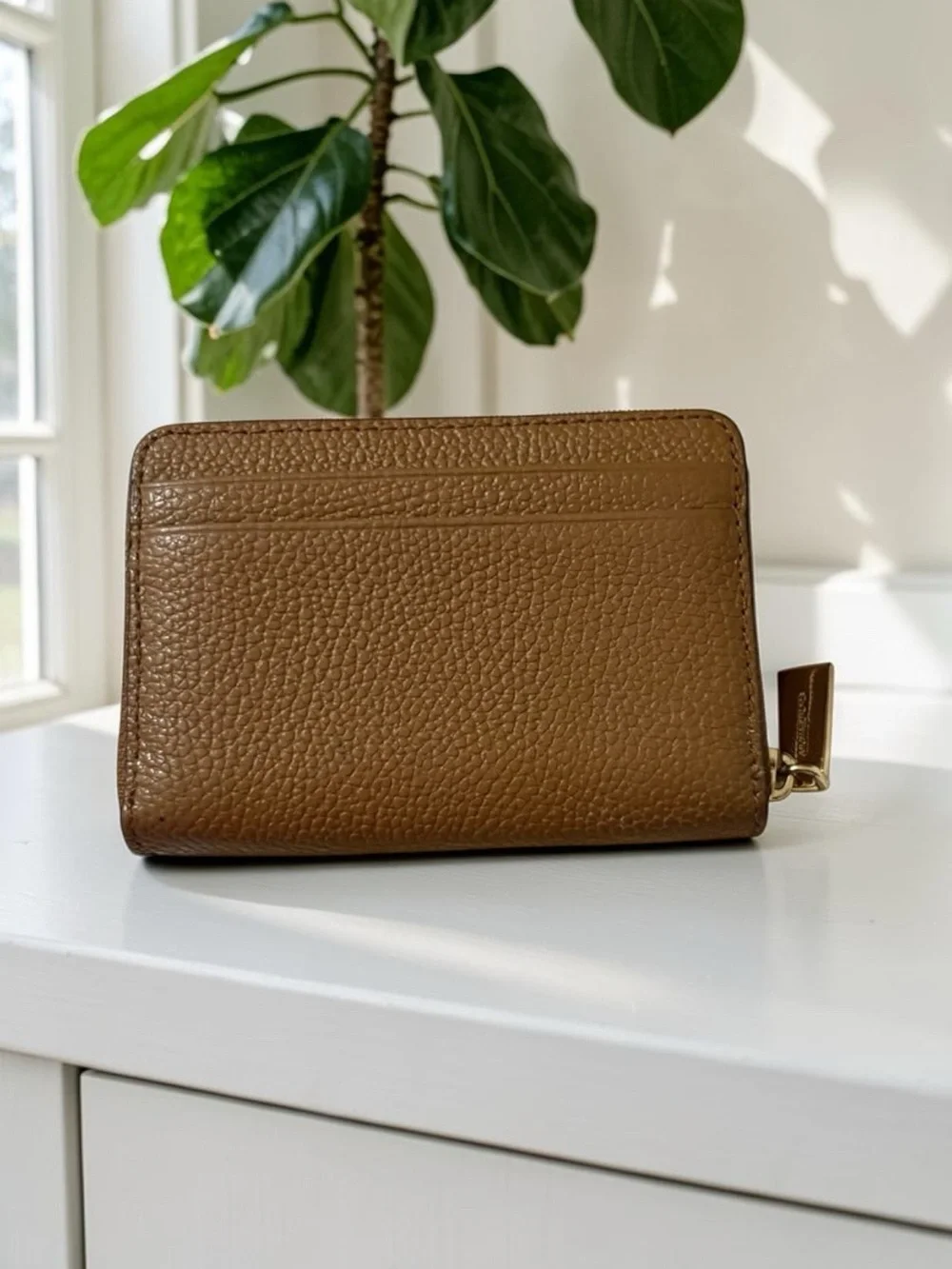 Michael Kors Two-Tone Brown and Tan Saffiano Leather Satchel with Card Case